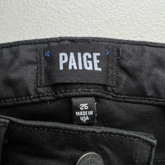 Anthropologie Paige Amberly High Rise Skinny Jeans size 25 Black Embroidered - Picture 11 of 12